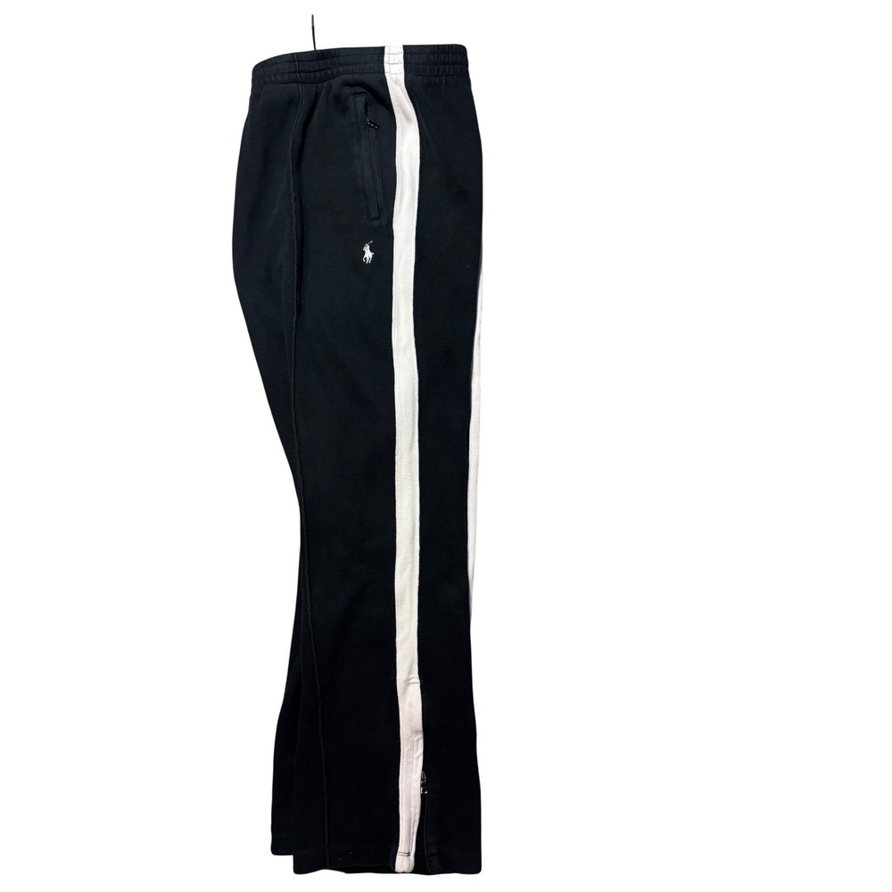 Polo Ralph Lauren Sweat Pants Mens XL Black Side Stripe Joggers Zipper Terry - Picture 4 of 9